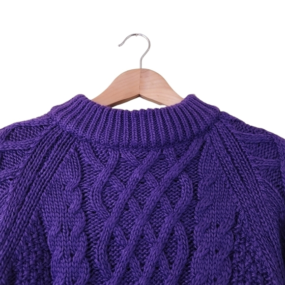 NWT H&M purple long-sleeve cable knit wool  sweater top jumper - Picture 5 of 15